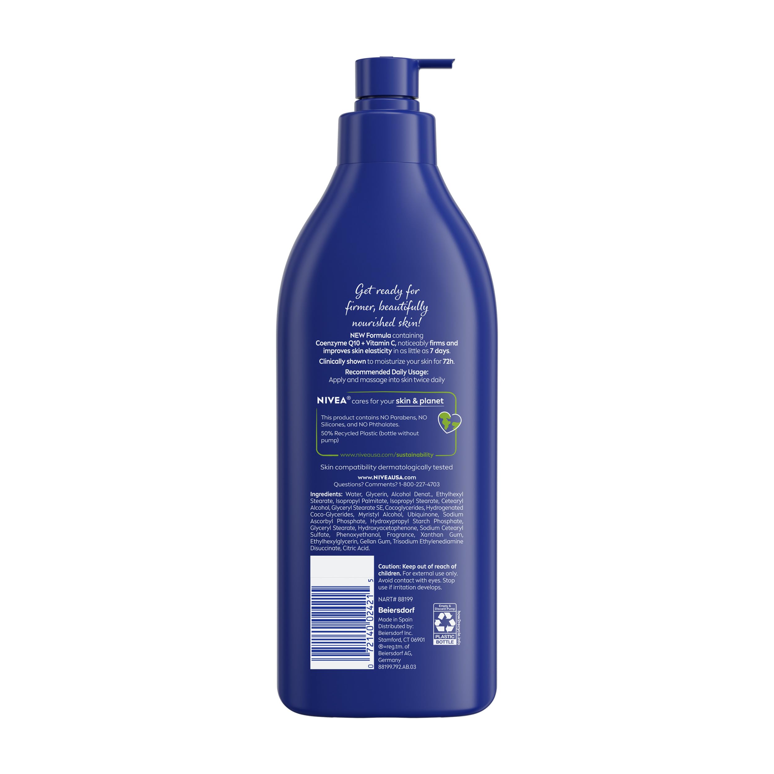 NIVEA Nourishing Hydration Skin Firming Body Lotion, 16.9 FL OZ | Q10 and Vitamin C Enriched Skin Firming Body Lotion for Dry Skin to Very Dry Skin, 72-Hour Body Moisturizer, Paraben Free