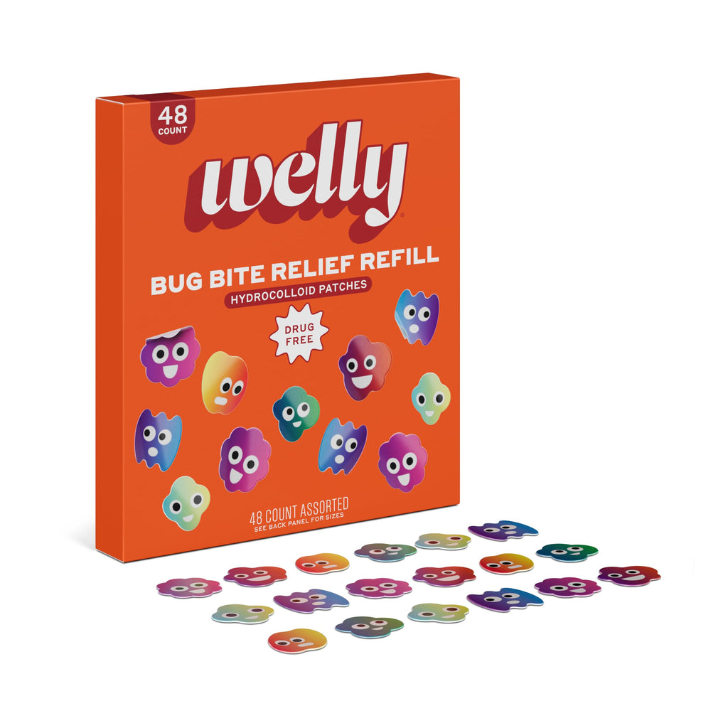 Welly Bug Bite Relief Patches Refill Carton | Drug-Free Hydrocolloid Calms Itching and Prevents Picking | 48 Count
