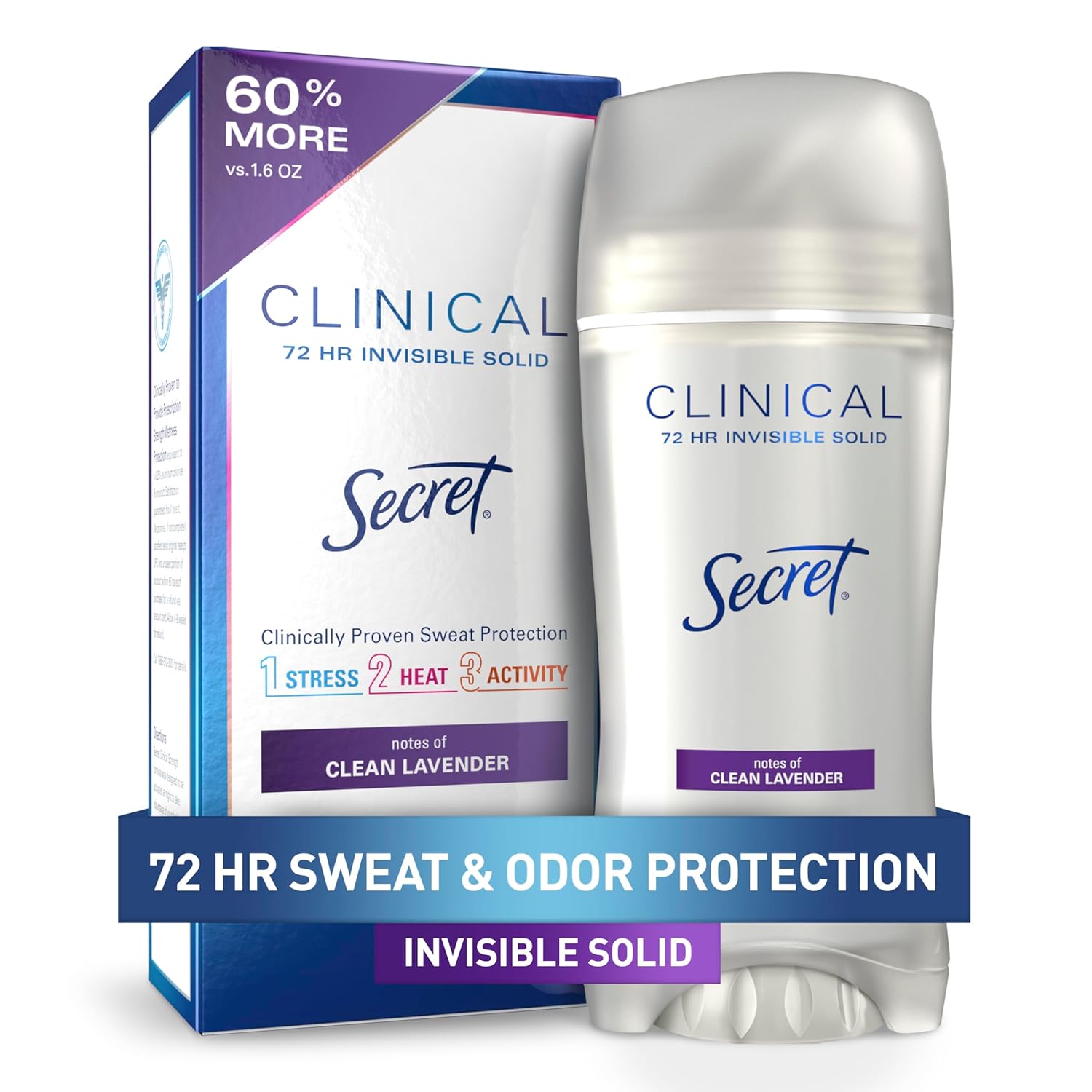 Buy now Secret Clinical Strength Antiperspirant Deodorant for Women, 3X Stress Protection, 72hr Sweat & Odor Protection, PH Balancing Minerals, Invisible Solid, Completely Clean Scent, 2.6 oz 2.6 Ounce (Pack of 1) Lavender at indiglob india