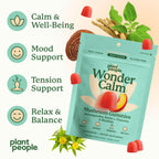 Plant People WonderCalm Mushroom & Ashwagandha Gummies, Peach Flavor 60ct | Natural Calm Gummies to Ease Stress & Boost Mood for Adults Without Sugar, Gluten or Artificial Colors, Vegan-Friendly