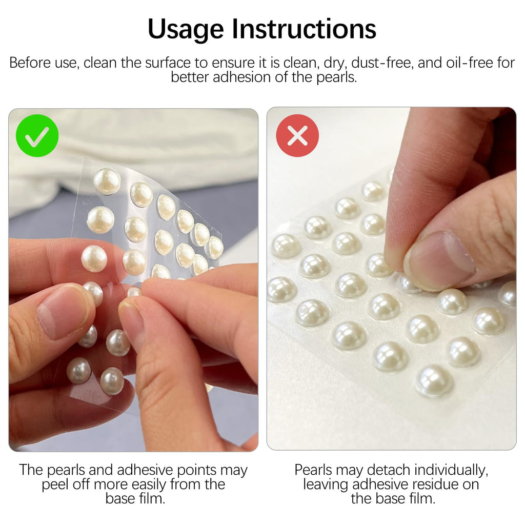 1982 Pcs Self-Adhesive Pearl Stickers, Multiple Sizes, Decorative Pearl Gems for Face, Crafts, Hair, Makeup, Nail