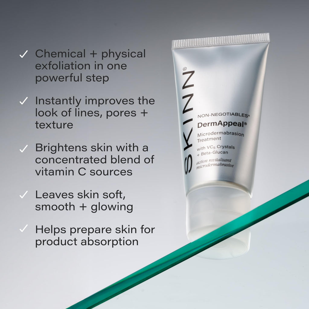 SKINN DermAppeal® Microdermabrasion Facial Scrub for Men & Women - 2oz | Anti-aging Exfoliating Scrub with Vitamin C & Fruit Enzymes - Brightens, Smooths Wrinkles & Dull Skin