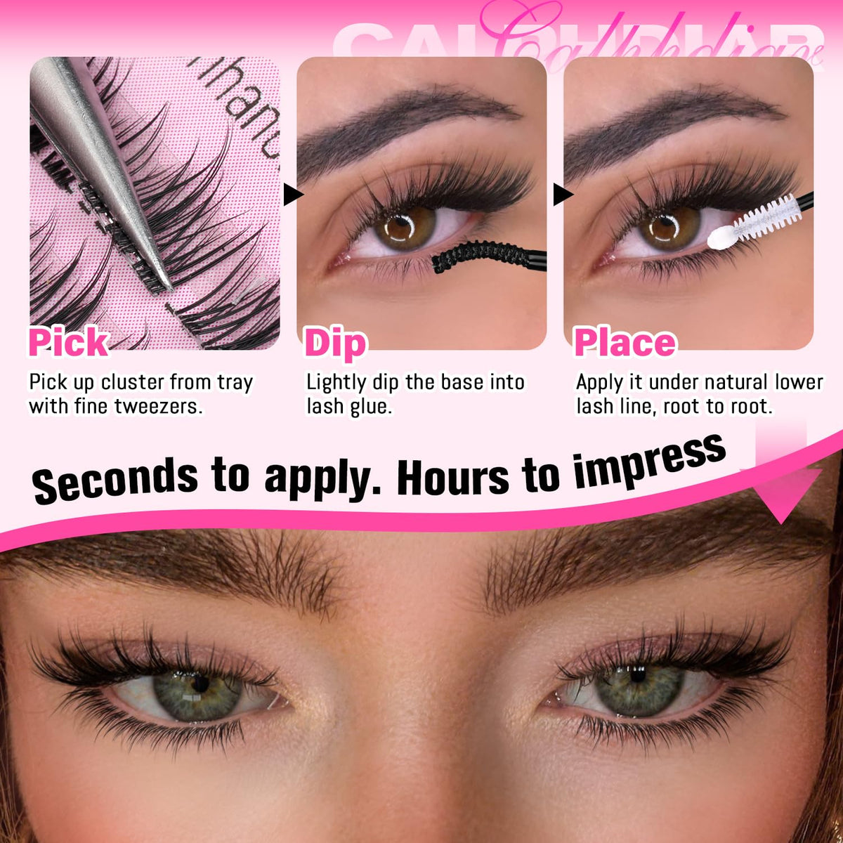 Enhance your look with Calphdiar Bottom Lash Clusters. Order online for instant glam; available in India!