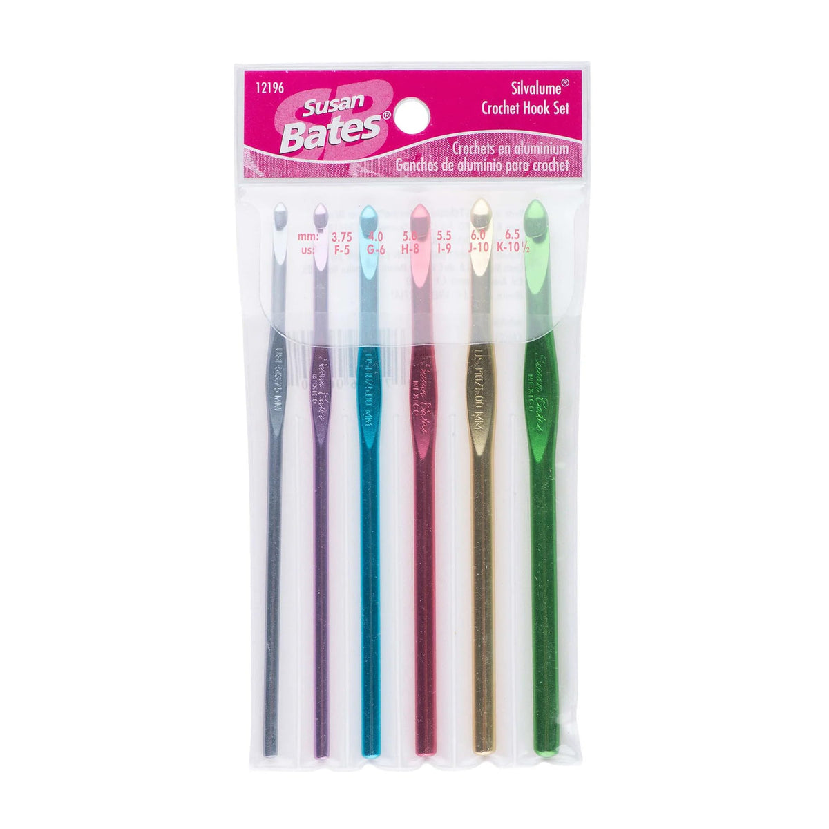 Susan Bates Silvalume Aluminum Crochet Hooks Set for Yarn, 6-Piece