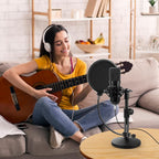 Buy now BILIONE Multifunctional Desktop Microphone Stand, Adjustable Mic Stand Desk with Pop Filter, Shock Mount, Microphone Clip, 5/8" to 3/8" Metal Screw Adapter at indiglob india