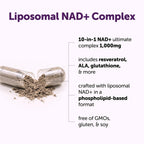 Micro Ingredients Liposomal NAD+ Complex 1,000 mg Per Serving, 60 Capsules | 10-in-1 with Resveratrol, Glutathione, ALA & Astaxanthin. NMN Supplement Alternative for Women & Men. Vegetarian, Non-GMO.