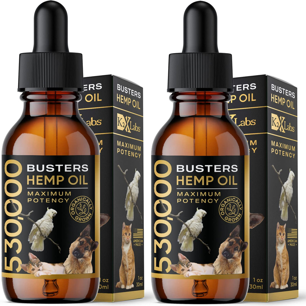 Buster's Hemp Oil for Dogs & Cats, Calm, Joint, Coat, 2-Pack 30ml