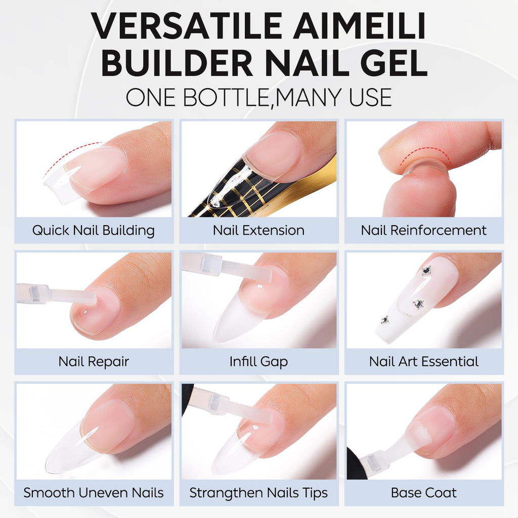 Buy now AIMEILI Builder Base Clear Sheer Color Gel, Hema Free, Cruelty Free, Vegan, No Need Slip Solution, Soak Off Gel Nail Polish 6pcs X 10ml - Kit Set 36 at indiglob india