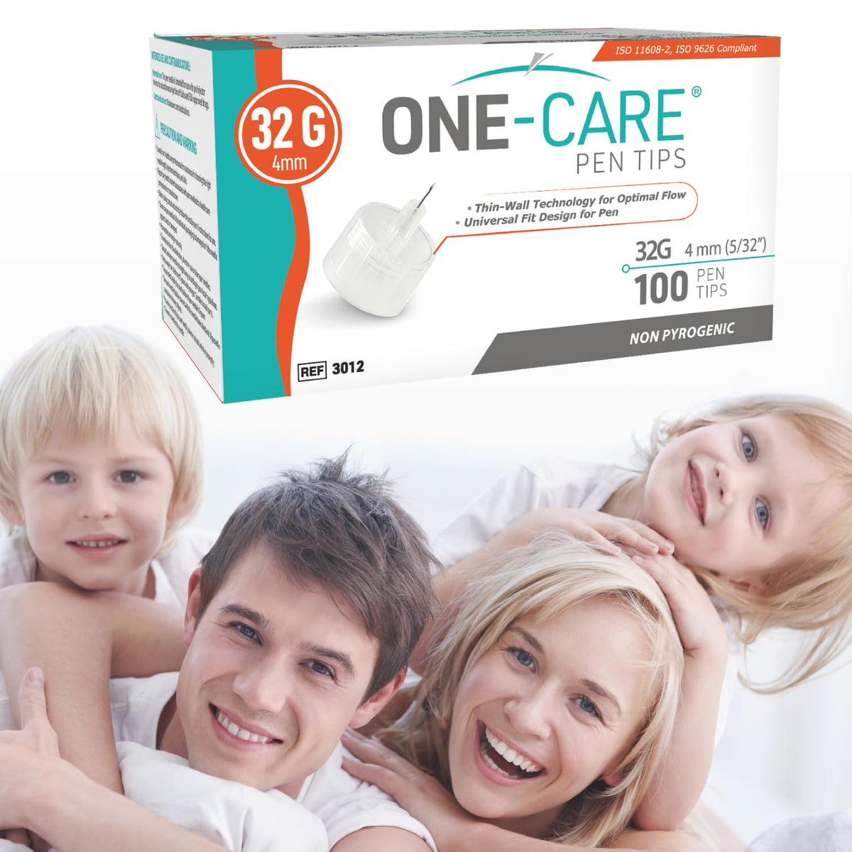 ONE-CARE Pen Tips, 32G x 4mm, Ultra-Fine, Twist-On Design, 100 Count