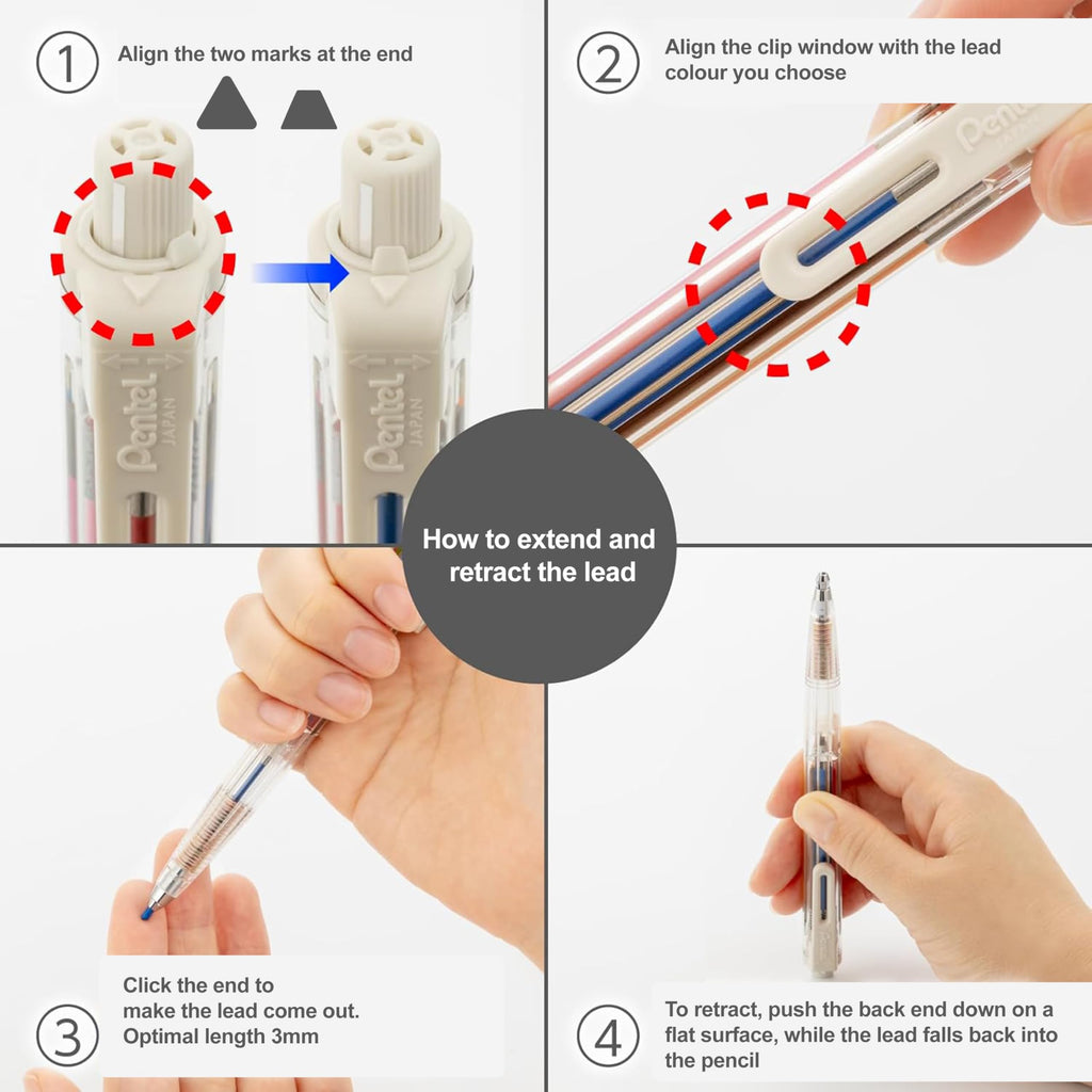 Pentel Art Multi 8 Set (XPH804ST), Mechanical Pencil with 8 Color Leads (2.0mm), Includes Sharpener and 12 Refill Leads with Cases, For Sketching, Drafting, Illustrations, and Journaling