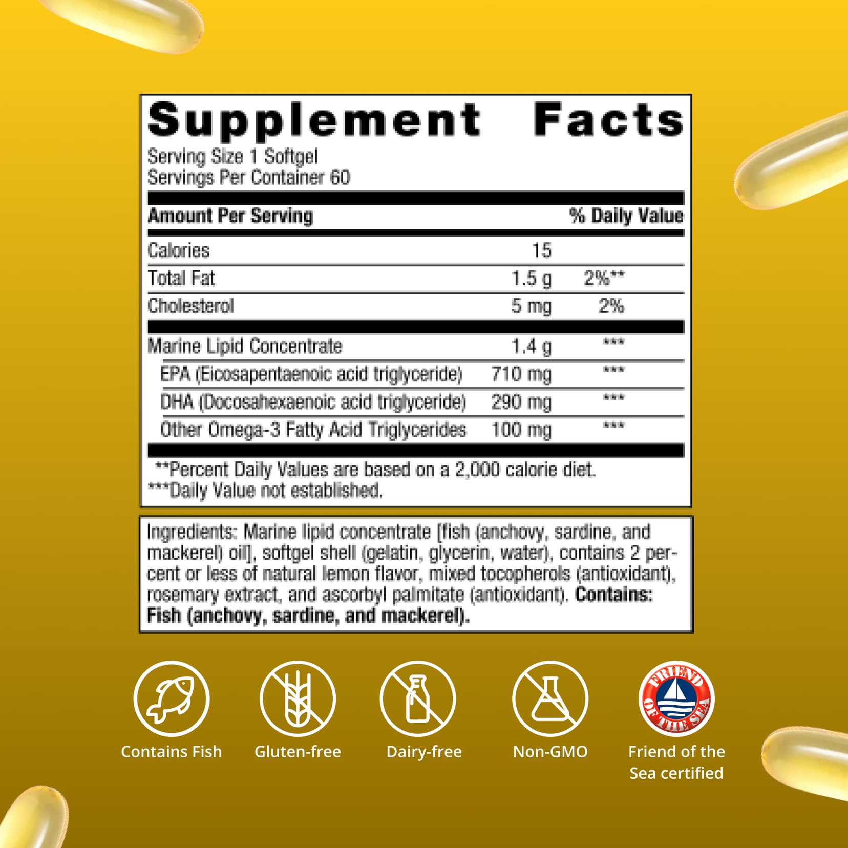 Metagenics OmegaGenics Omega-3 Fish Oil 1000mg EPA DHA, 60 Softgels | High Potency Omega-3 Supplement for Heart, Brain and Joint Health, Sustainably Sourced Fish Oil, 1000mg EPA and DHA