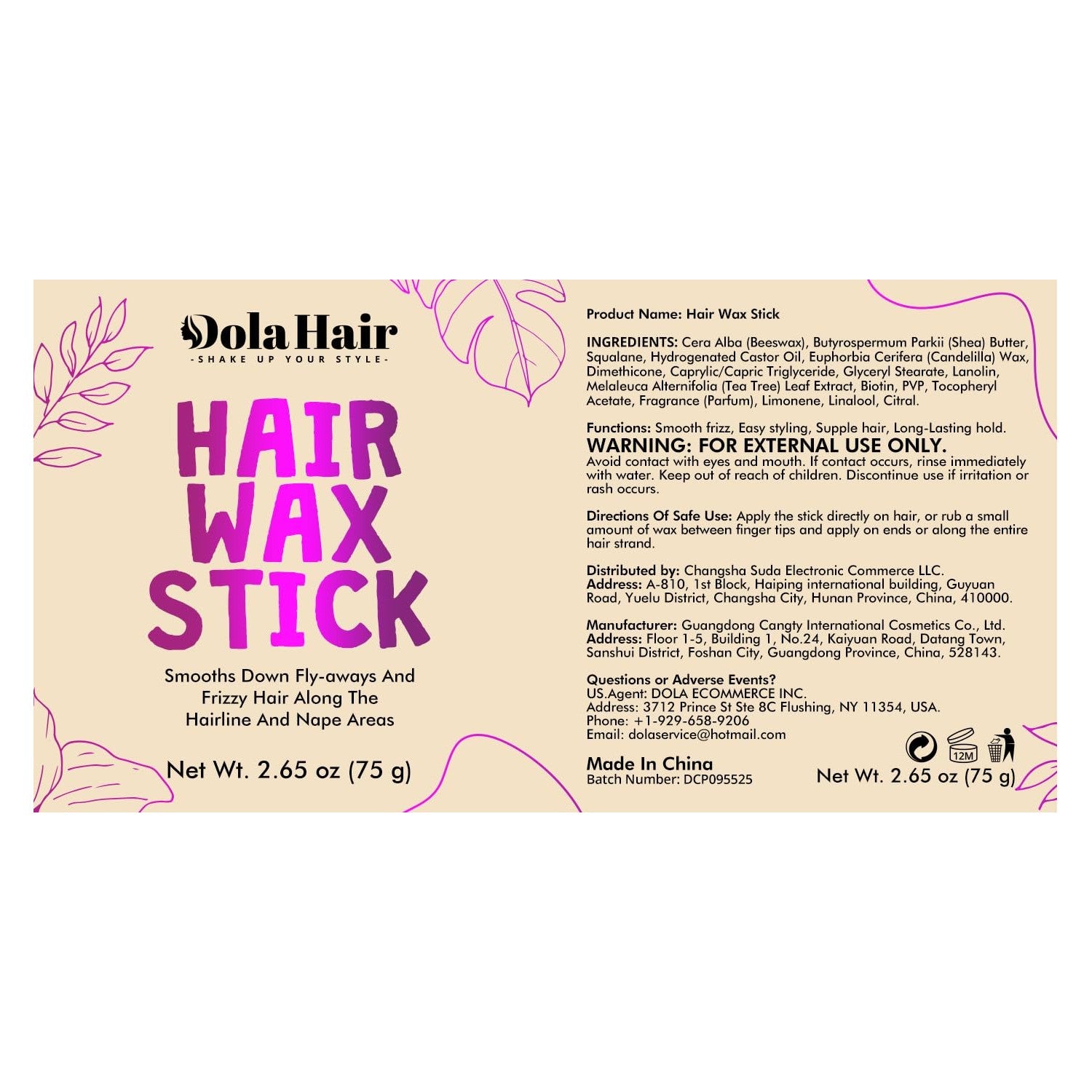 Dolahair Hair Wax Stick - Flyaway Control Styling Pomade for Kids, Women | Slick Back Hair Bun Maker and Hair Accessorie for Teen Girls (1 Pack of Wax)