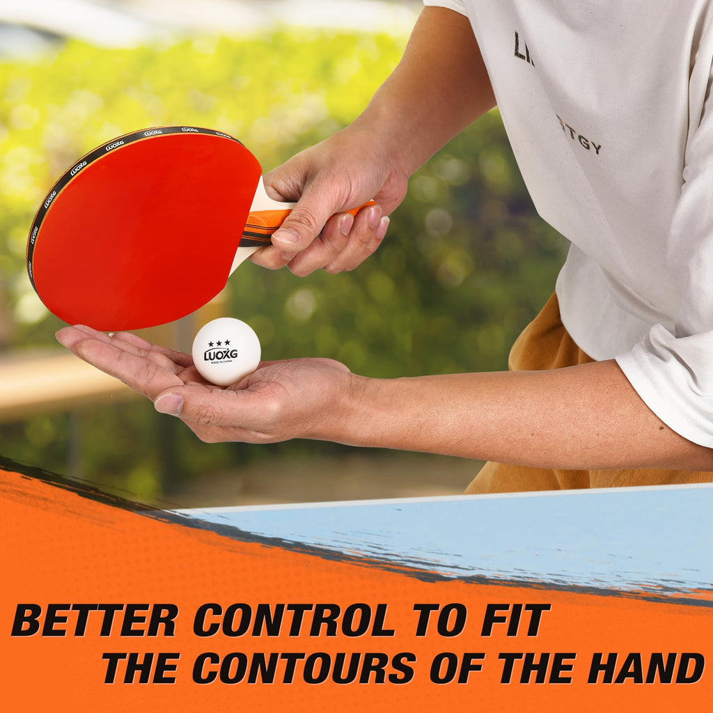 Ping Pong Paddles Set of 4 with Table Tennis Balls and Portable Case