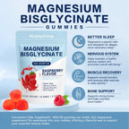 Magnesium Bisglycinate Gummies, with 500mg Magnesium Bisglycinate Chelate Sea Salt Raspberry Fruit Powder, Improve Sleep & Nervous, Relax Muscles, Strengthen Bones, Vegan, 60 Count