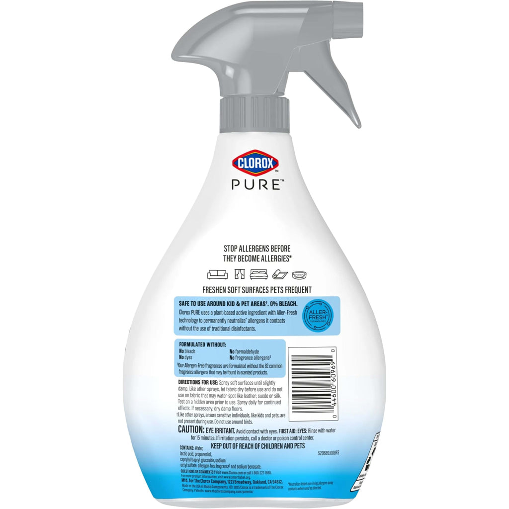 Clorox PURE Allergen Neutralizer Fabric and Carpet Spray, Fights Pet Odors, Fresh Scent, 26 Fl Oz.