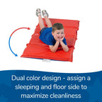 Children's Factory Angels 2 Inch Thick Toddler Nap Mat, Red and Blue, 4 Section Waterproof, for Preschools and Daycares