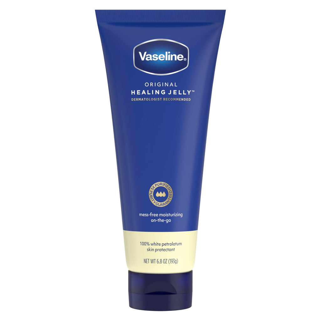 Vaseline Original Petroleum Healing Jelly Tube For Dry Skin 6.8oz 1ct | Skin protectant for cracked skin, minor cuts, burns & eczema; squeeze tube, fragrance-free, hypoallergenic & derm recommended