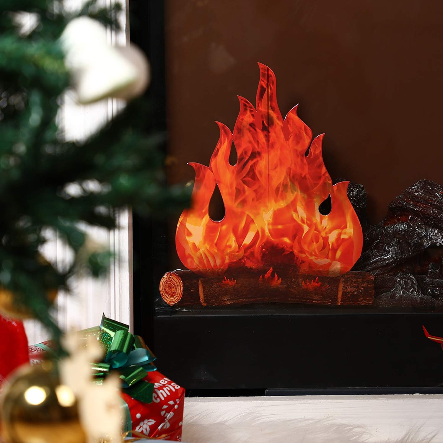 Buy now Boao 2 Set Fake Fire Fake Flame Camping Decoration 3D Cardboard Campfire Centerpiece Artificial Flames Campfire Party Decoration for Camp Bachelorette Christmas Party(12 x 10 Inch,Red Orange) at indiglob india