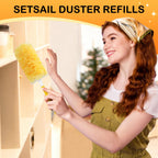 SetSail Heavy Duty Duster Refills for Swiffer Duster with 1 Handle，30 Count