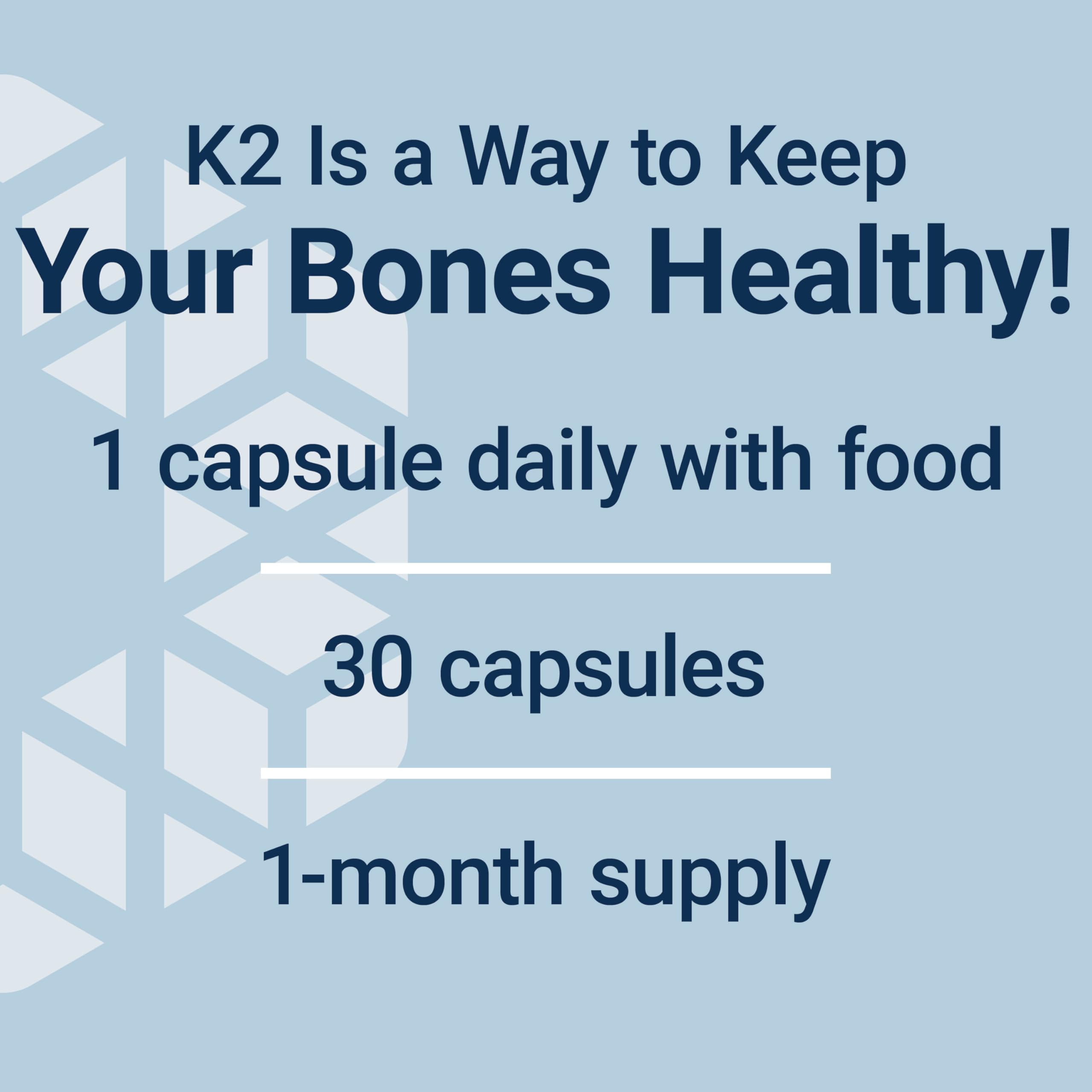 Life Extension Mega Vitamin K2, 45 mg, 30 Capsules | High Potency for Strong Bones, Clinically Studied Dosage, Promotes Healthy Bone Density, Gluten-Free & Non-GMO