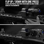 Visiofire Fiber Optic Iron Sights for Picatinny Rail | Flip Up Front and Rear Backup Sights with Red Green Dots | Tool-Free Ajustable Rear Flip Up Sights | Pop Up Fiber Optic Sights Rapid Transition