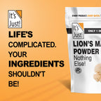 It's Just! - Lion's Mane Mushroom Powder, Natural Raw Superfood, Brain Support, Immune Health, Boost Energy, Non-GMO, 8oz