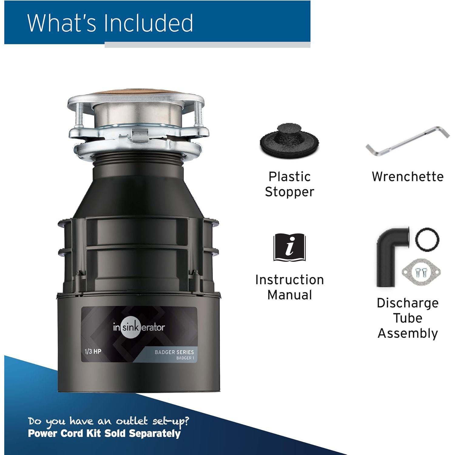 Buy now InSinkErator Garbage Disposal, Badger 1, Standard Series, 1/3 HP Continuous Feed, Black, Waterborne Grey Enamel at indiglob india