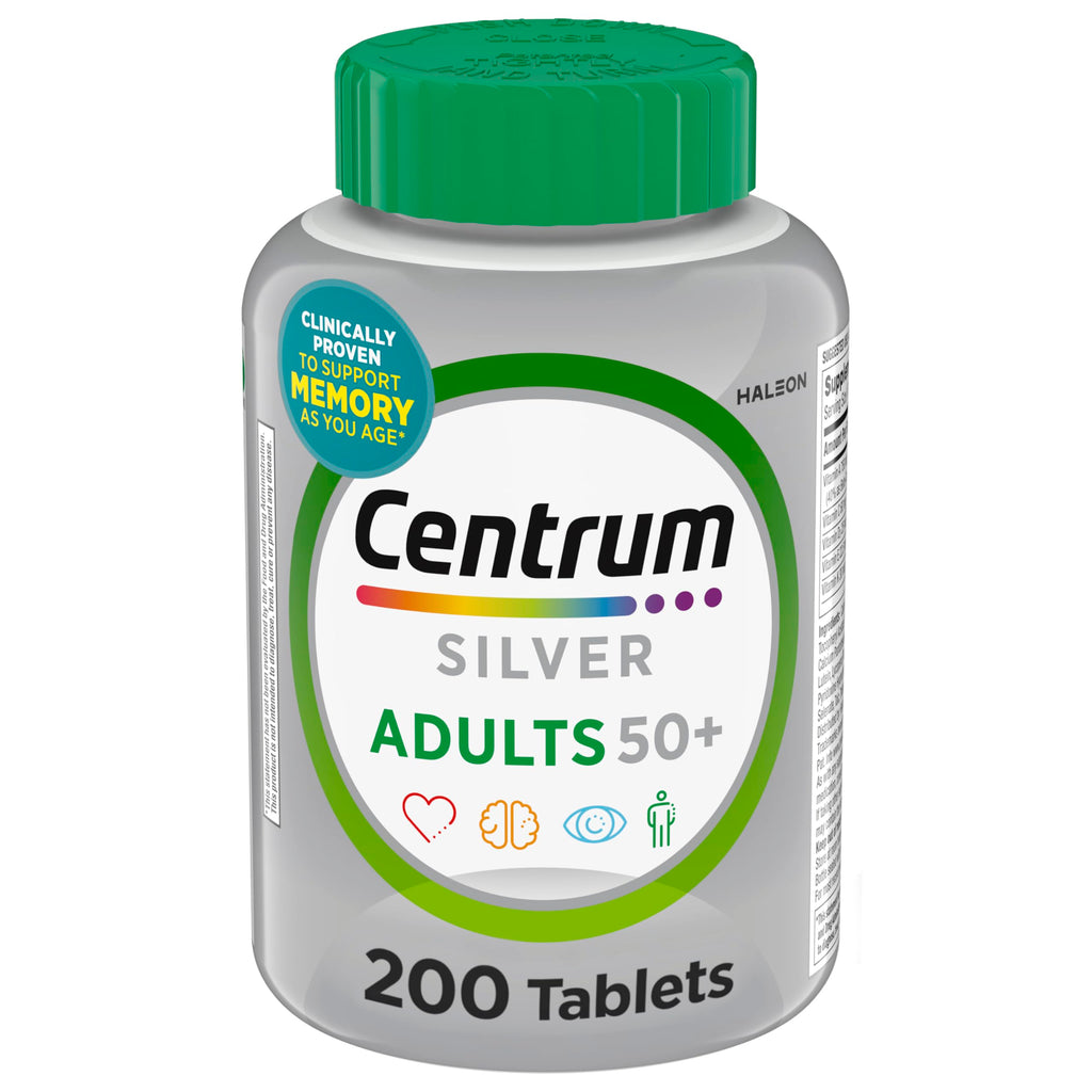 Centrum Silver Multivitamin for Adults 50 and Over, 220 Tablets | Contains Vitamin D3, B Vitamins, Clinically Proven to Support Memory as You Age, GLP-1 Support