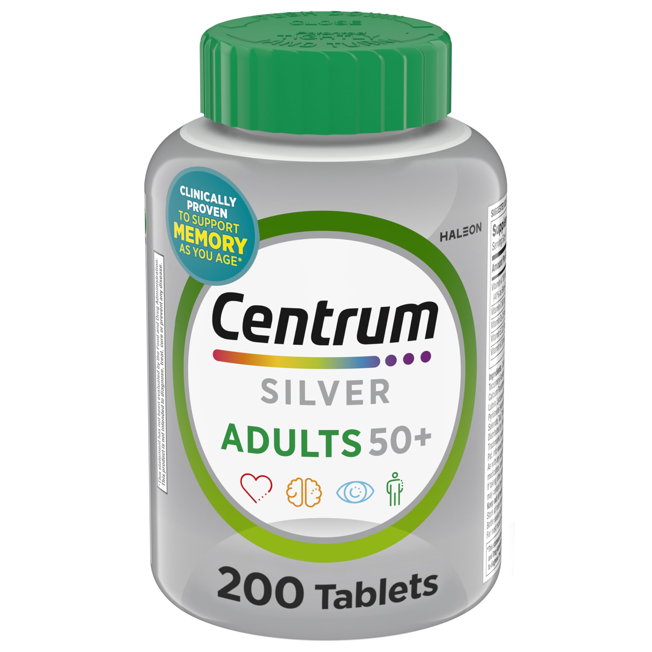 Centrum Silver Multivitamin for Adults 50 and Over, 220 Tablets | Contains Vitamin D3, B Vitamins, Clinically Proven to Support Memory as You Age, GLP-1 Support