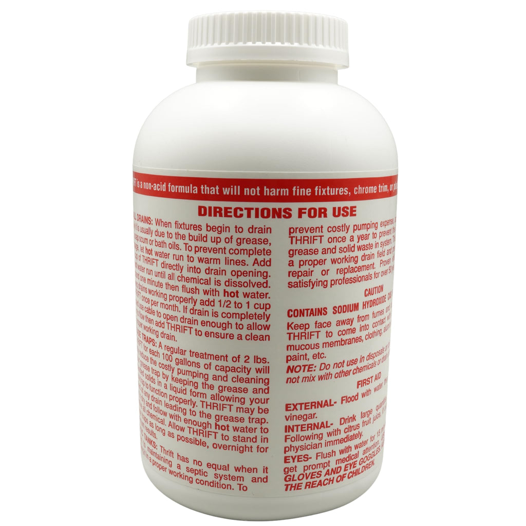Thrift T-200 Odorless Drain Cleaner – Hot Water Activated Drain Cleaner for Small Drains, Grease Traps, Septic Systems & Sewer Lines – 2 Pound Bottles (Pack of 2)