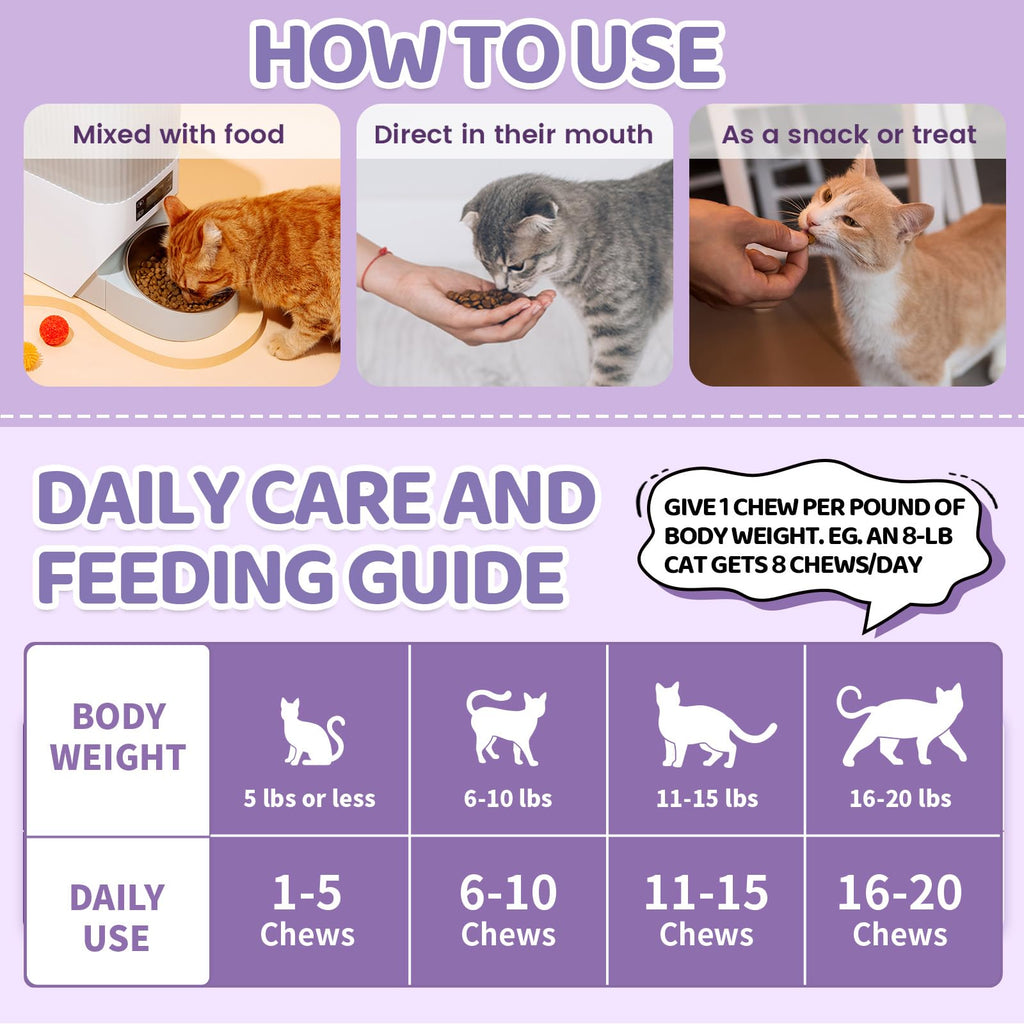 Lysine for Cats Treats for Immune Support with Colostrum, Omega-3, 500ct