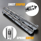 VORNNEX Practice Butterfly knife Trainer with Sure Spring Latch, Full Stainless Steel Black Dull Balisong, Unsharpened Butterfly knives Comb for CSGO Training(Silver)