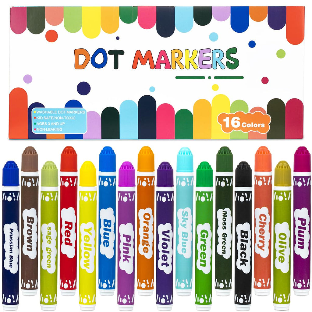DOSEWART 16 Color Bingo Daubers Washable Bingo Markers Dot Paint Marker Set