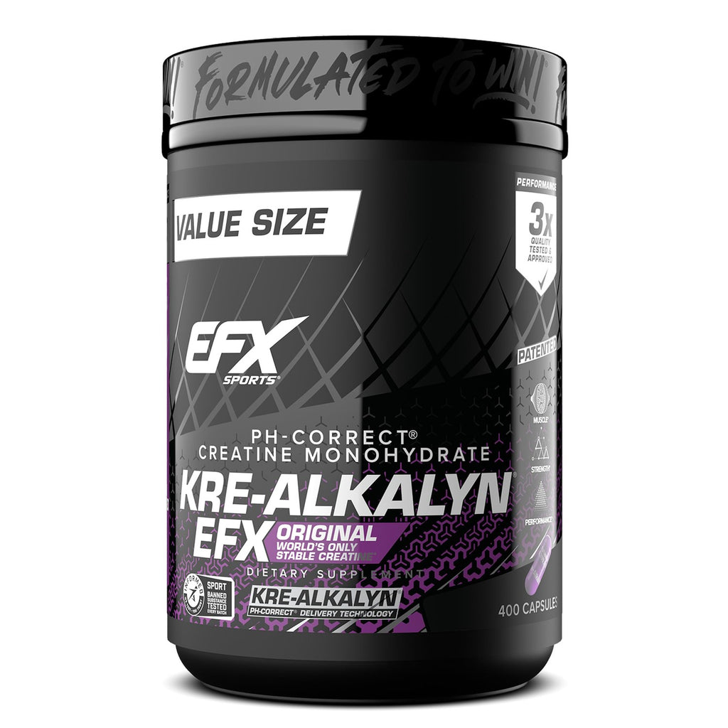 EFX Sports Kre-Alkalyn EFX | pH Correct Creatine Monohydrate Pill Supplement | Strength, Muscle Growth & Performance | 200 Servings, 400 Capsules