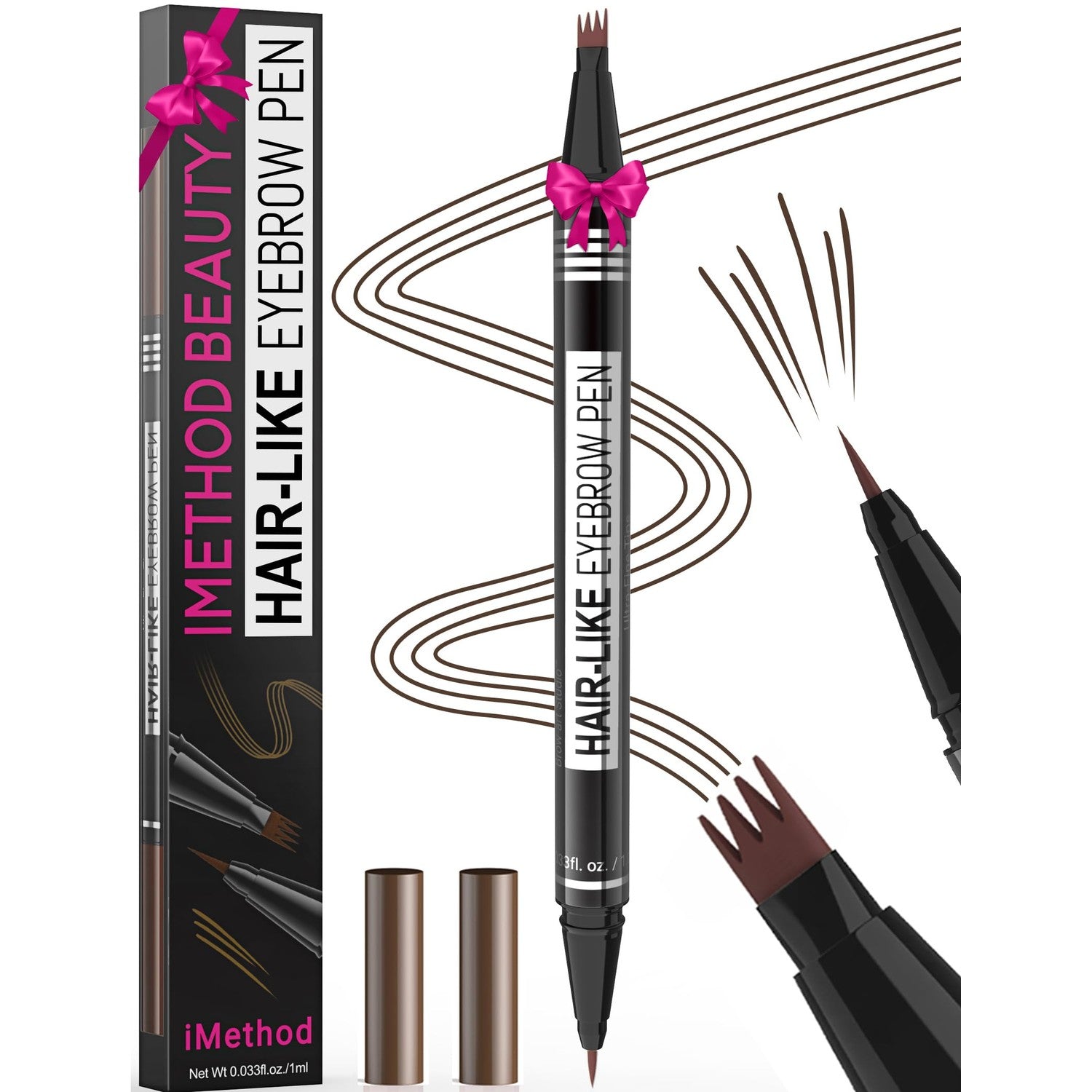 Buy now iMethod Microblading Eyebrow Pen - Eyebrow Pencil Magical 2-in-1 Dual-Ended Eye Brow Pencils for Women with 4-Fork-Tip & Ultra Precise Brush-Tip Create Natural Hair-Like Brows, Last All-Day, Brown at indiglob india