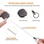 FEELSO Badge Holder Reel Retractable, 2 Pack Metal Heavy Duty Badge Holder