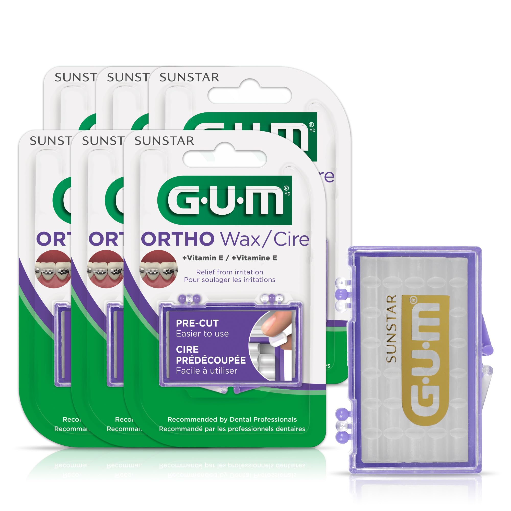 Buy now GUM Orthodontic Wax for Braces and Dental Devices - Soothing Dental Wax with Vitamin E and Aloe Vera - Clear Color and Refreshing Mint Flavor (Pack of 1) at indiglob india