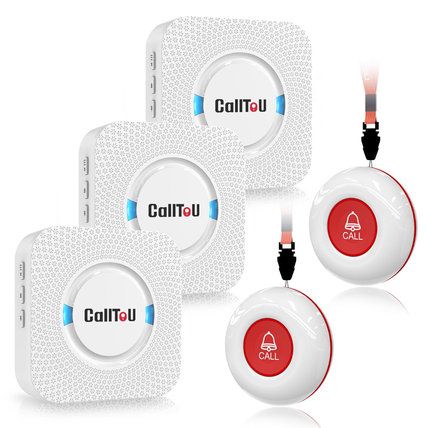 Buy now CallToU Wireless Caregiver Pager Smart Call System 2 SOS Call Buttons/Transmitters 2 Receivers Nurse Calling Alert Patient Help System for Home/Personal Attention Pager 500+Feet Plugin Receiver white 2+3 at indiglob india