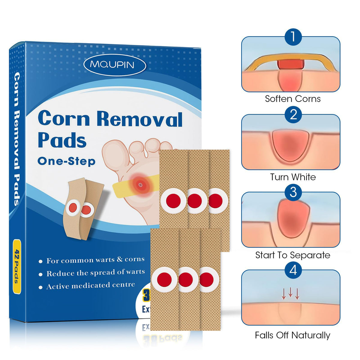 38 Pcs Corn Removal Pads for Toe,Extra Strength Corn & Callus Remover for Feet & Toes for Adult and Elderly Nurses Hikers and Athletes Men and Women