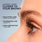 L'Oreal Paris Extensionist Mascara, Lengthening, Volumizing, and Curling Formula For a Lash Extension Eye Makeup Look, Washable Blackest Black
