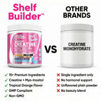 Creatine for Women | Creatine Monohydrate + BCAA Powder Myo-Inositol Collagen Biotin Hyaluronic Acid Folate L Glutamine Vitamin D3 Iron Zinc D-Chiro-Maca Digestion Shelf Builder By Clean Nutra