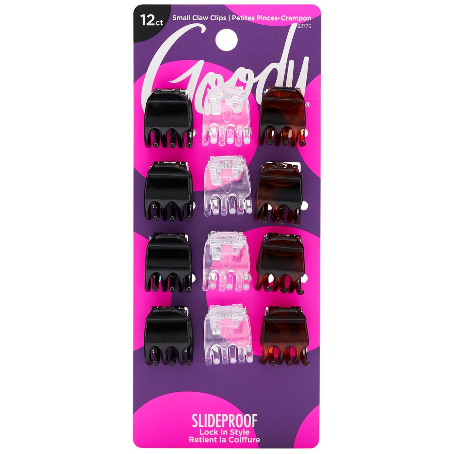 Buy now Goody Small Basic Half-Claw Hair Clips, 12-Count â€“ 3-Prong Claw Clips for All Hair Types, Neutral Colors (Black, Tortoise, Clear), SlideProof Grip for All-Day Hold at indiglob india