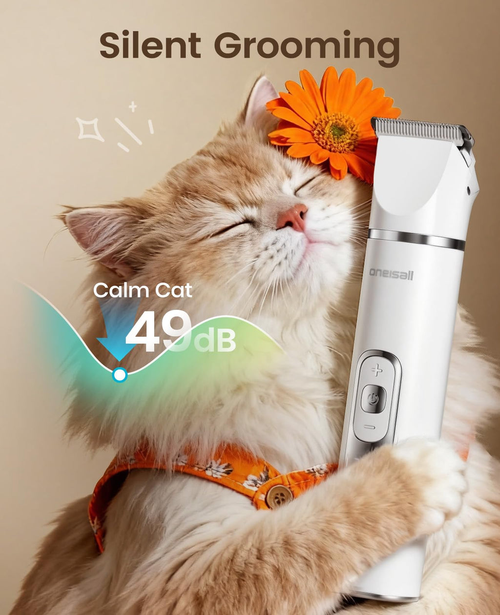 oneisall Quiet Cat Clippers for Matted Hair, 3 in 1 Cat Grooming Kit