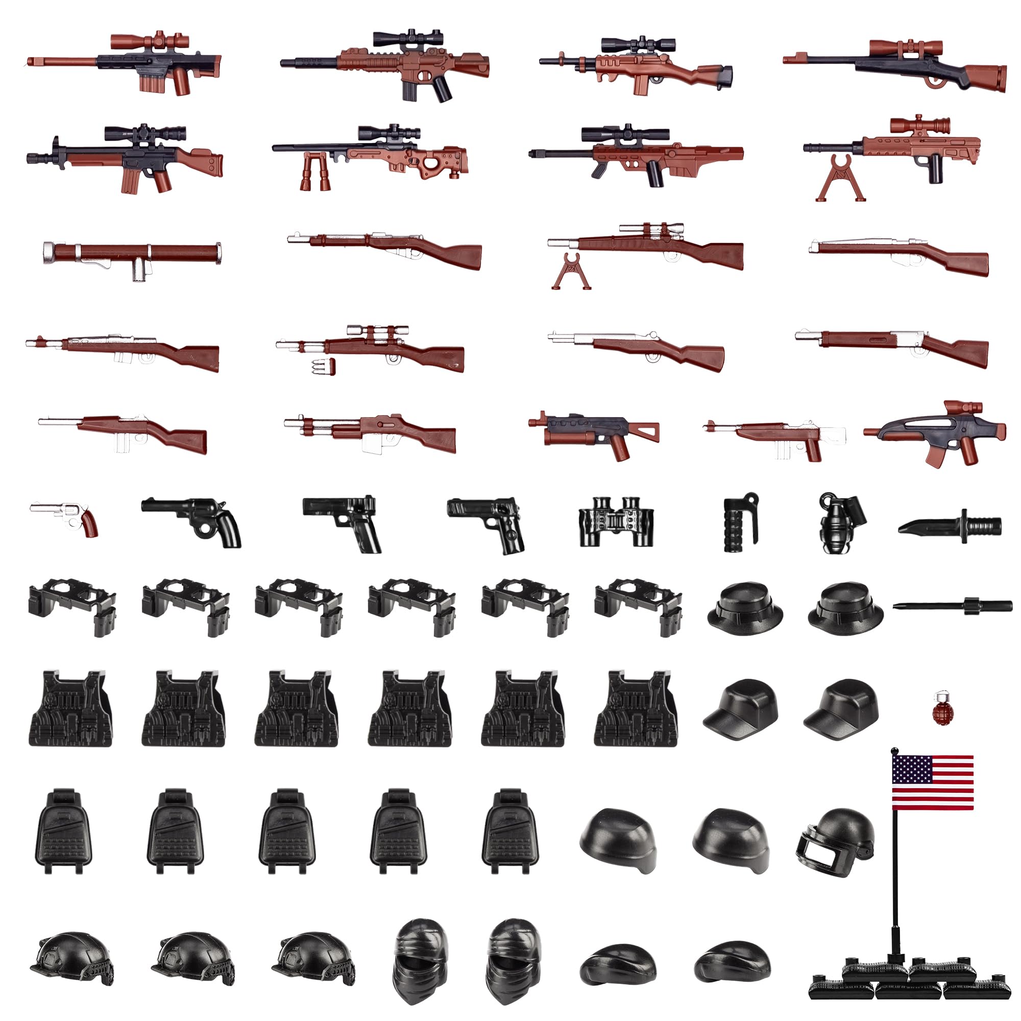 Buy now 83 Pcs Toy Soldiers Figures US Army Battle Toy Set - Weapons Pack Military Weapon Battle Building Blocks Compatible with Major Brand, 3 Years Old and up US Brown Weapons at indiglob india