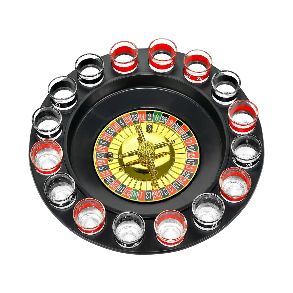 Drinking Game Glass Roulette - Drinking Game Set (2 Balls and 16 Glasses) Casino Style Drinking Game
