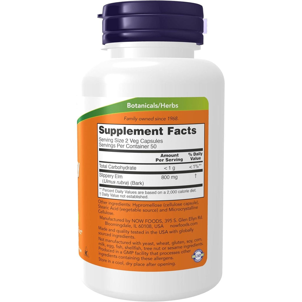 Buy now NOW Supplements, Slippery Elm (Ulmus rubra) 400 mg, Herbal Supplement, 100 Veg Capsules at indiglob india