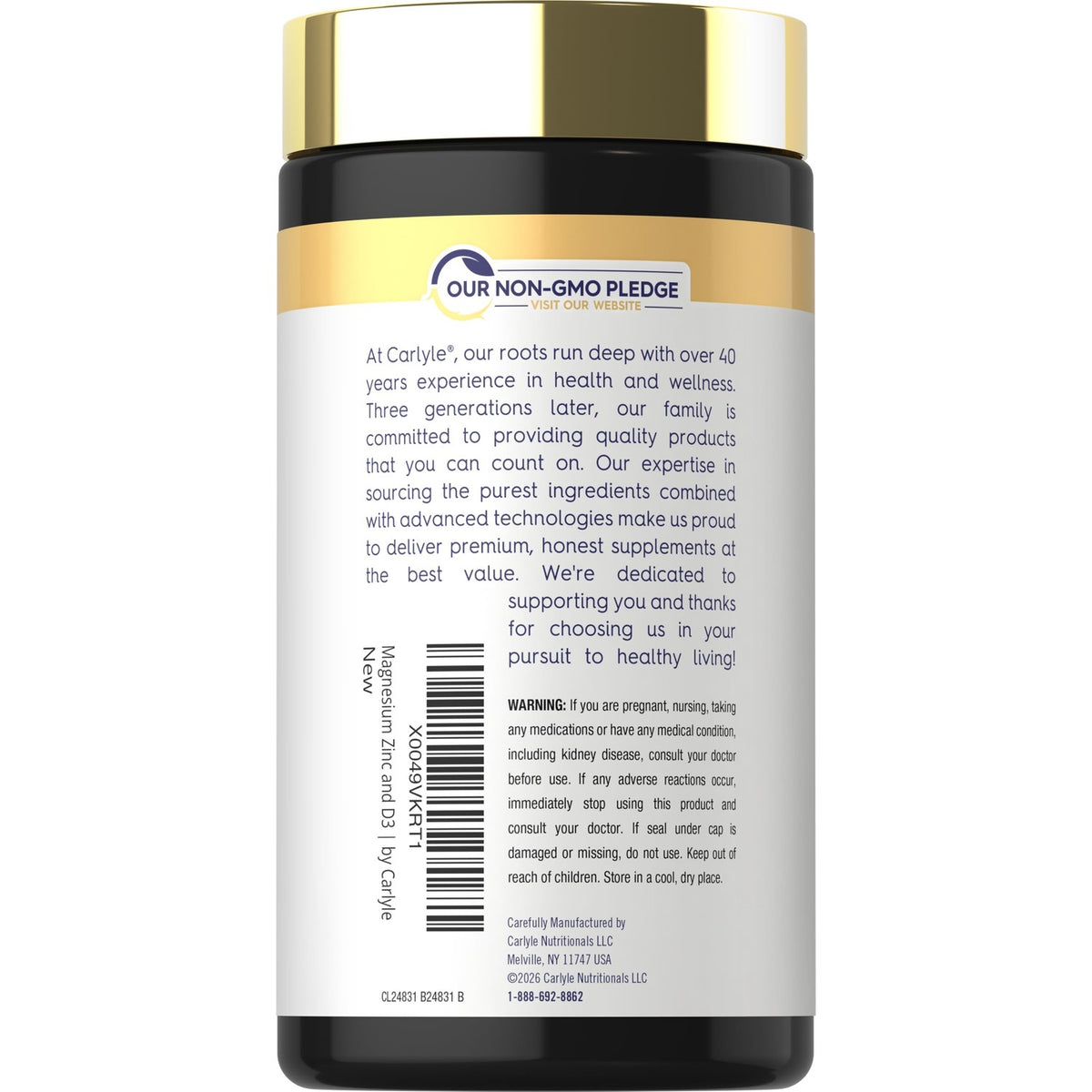 Carlyle Magnesium Zinc and Vitamin D3 | 90 Capsules