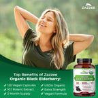 Zazzee USDA Organic Black Elderberry 10:1 Extract, 120 Vegan Capsules