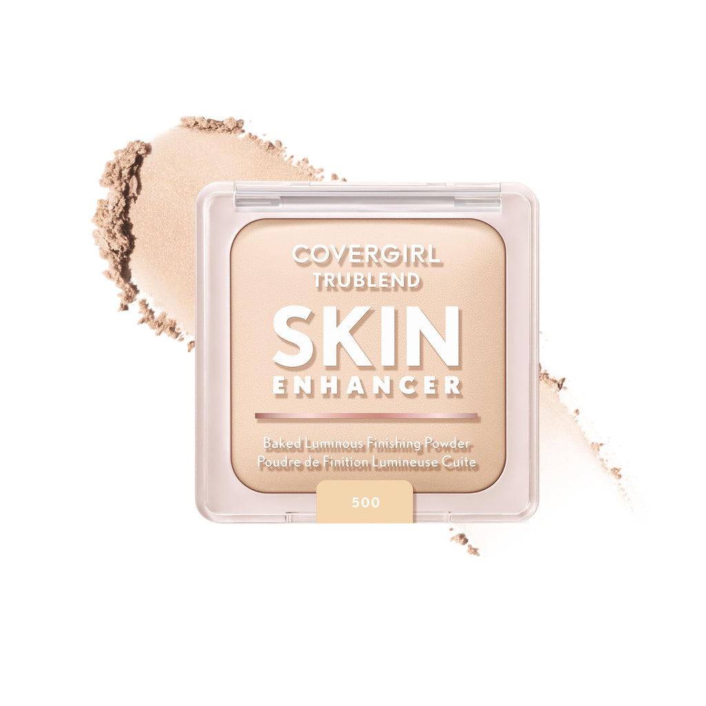 COVERGIRL TruBlend Skin Enhancer Baked Luminous Finishing Face Powder, with Hyaluronic Acid and White Rose Extract, Sheer & Buildable - 530 Cocoa Brownie