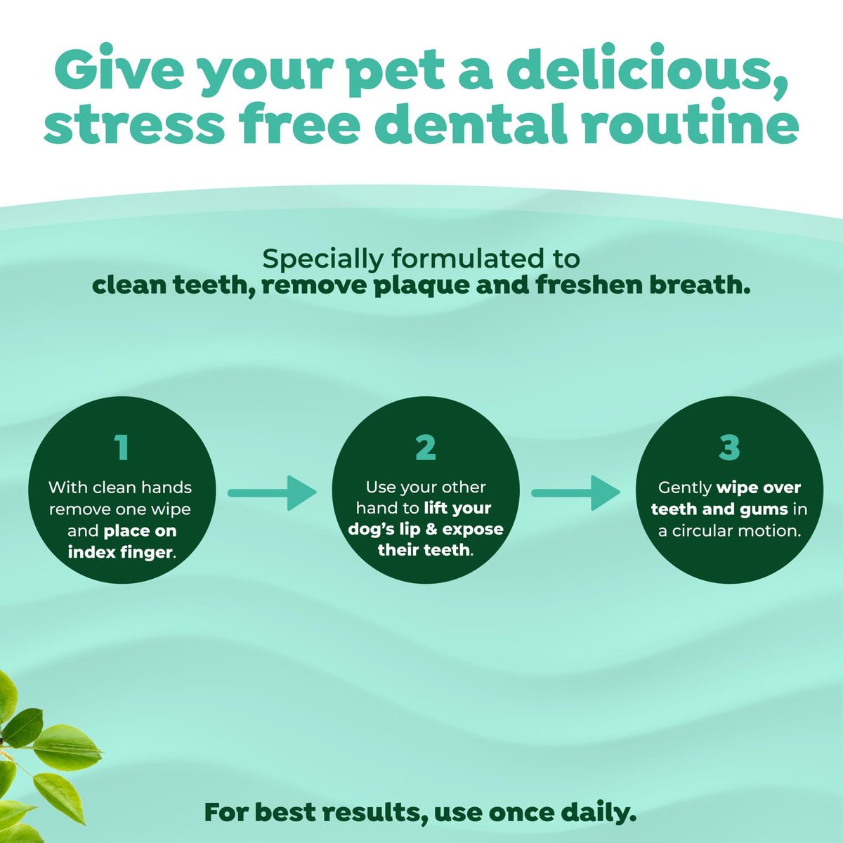 TropiClean Fresh Breath Dog Teeth Cleaning Dental Wipes, 50ct